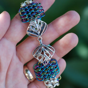 niobium Dragonscale chainmaille with fancy silver clasp