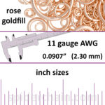11 Gauge Rose Gold Filled Jump Rings - inch sizes