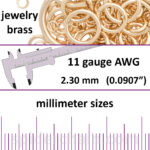 11 Gauge Jewelry Brass Jump Rings - mm sizes