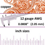 12 Gauge Copper Jump Rings - inch sizes