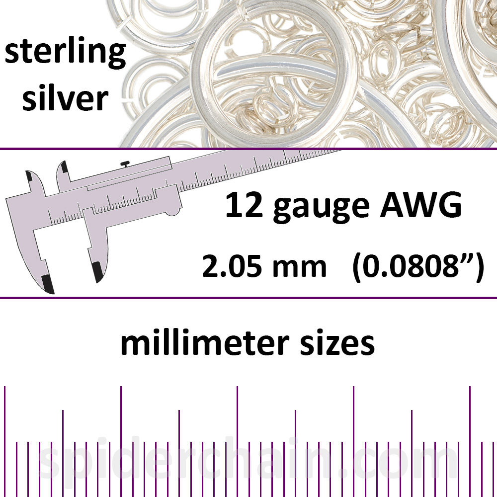 Sterling Silver CLOSED Jump Rings Large 10mm 12mm 15mm ID, 14mm 16mm 19mm  OD , 2mm Thick 12 Gauge Large, Thick, Heavy , High Quality 