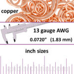 13 Gauge Copper Jump Rings - inch sizes