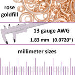 13 Gauge Rose Gold Filled Jump Rings - mm sizes