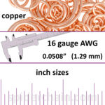 16 Gauge Copper Jump Rings - inch sizes