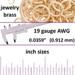 19 Gauge Jewelry Brass Jump Rings - inch sizes