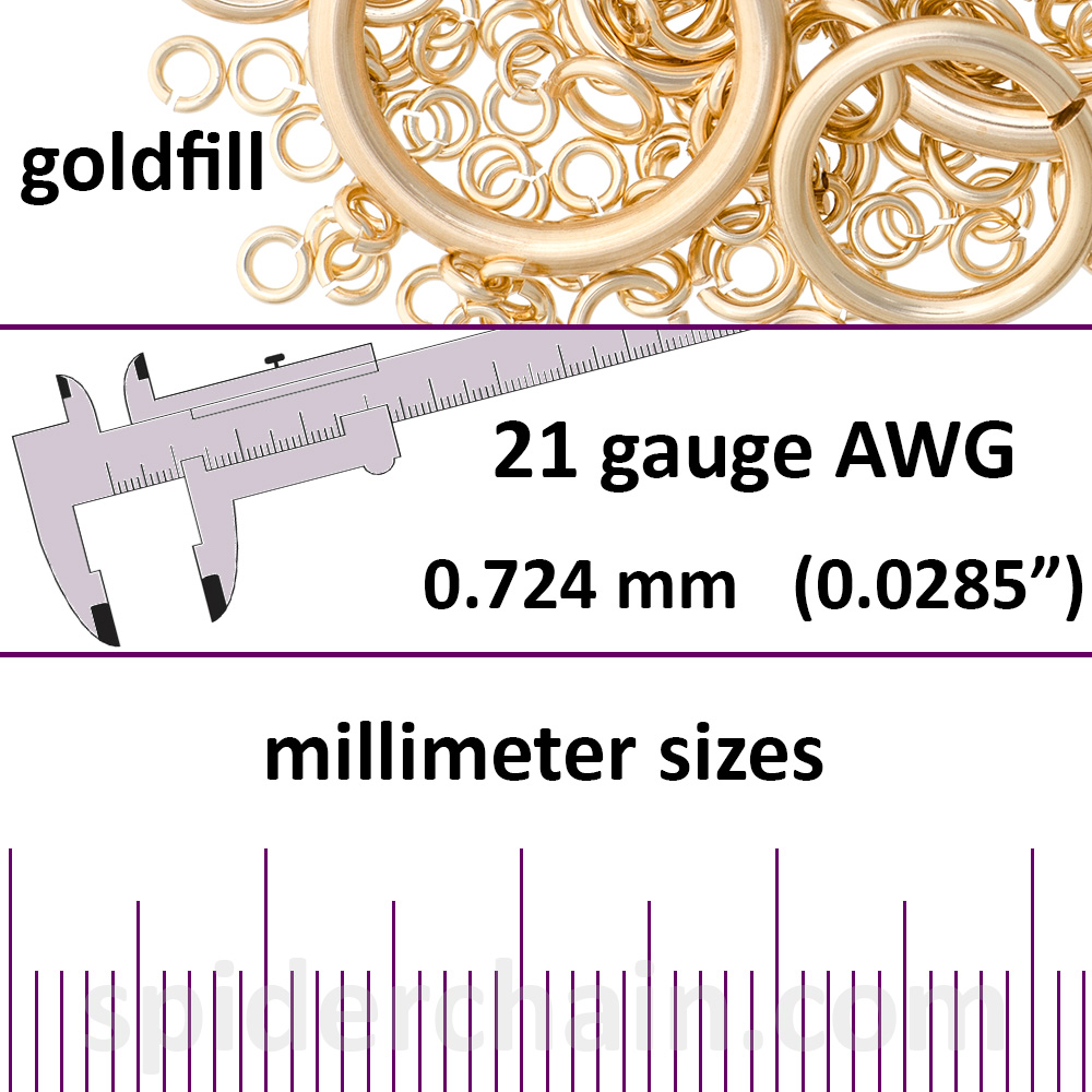 21 Gauge Gold Filled Jump Rings – mm sizes